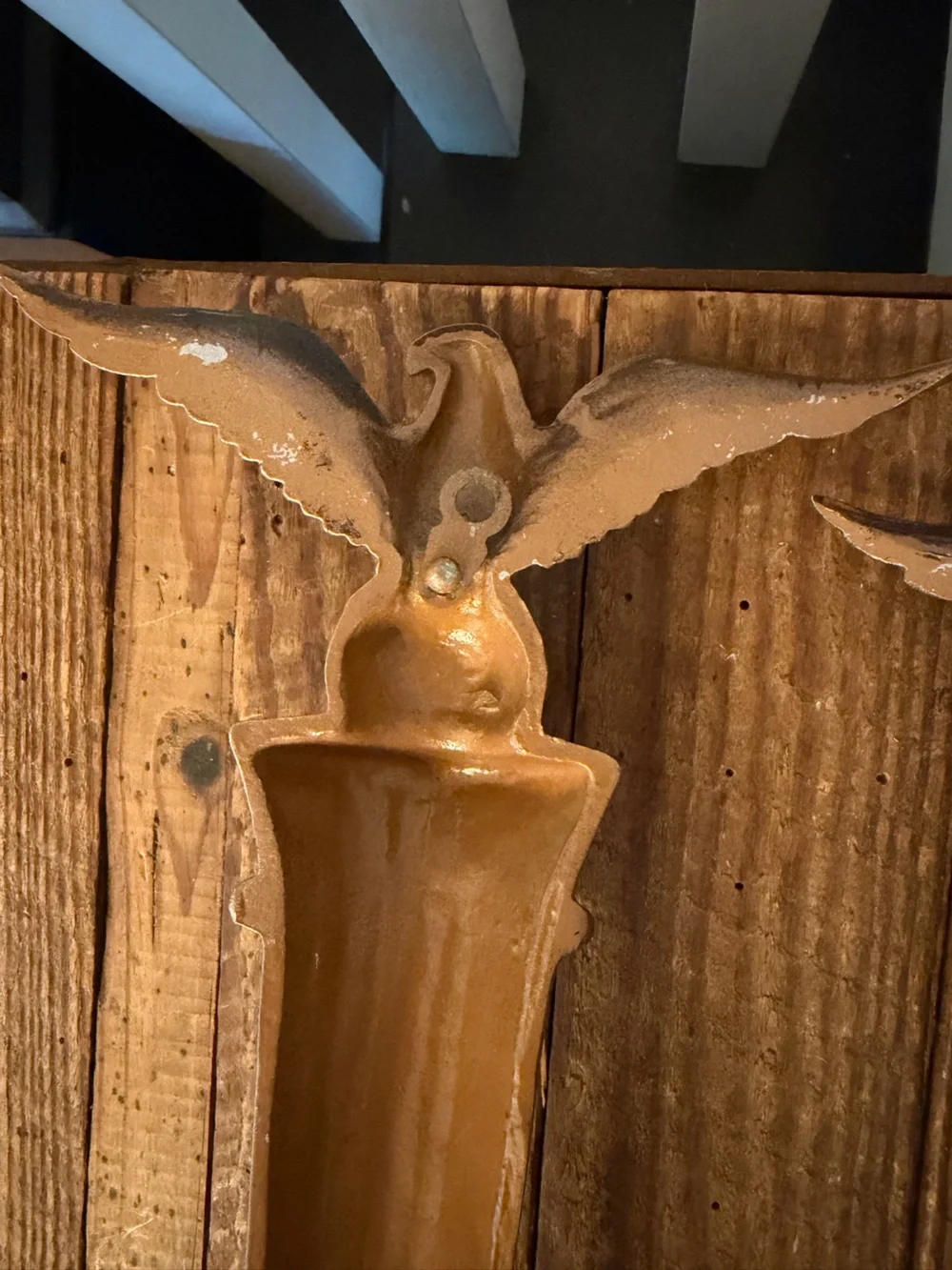 Pair of vintage 1975 Delta federal eagle tapered wall sconce candle holders